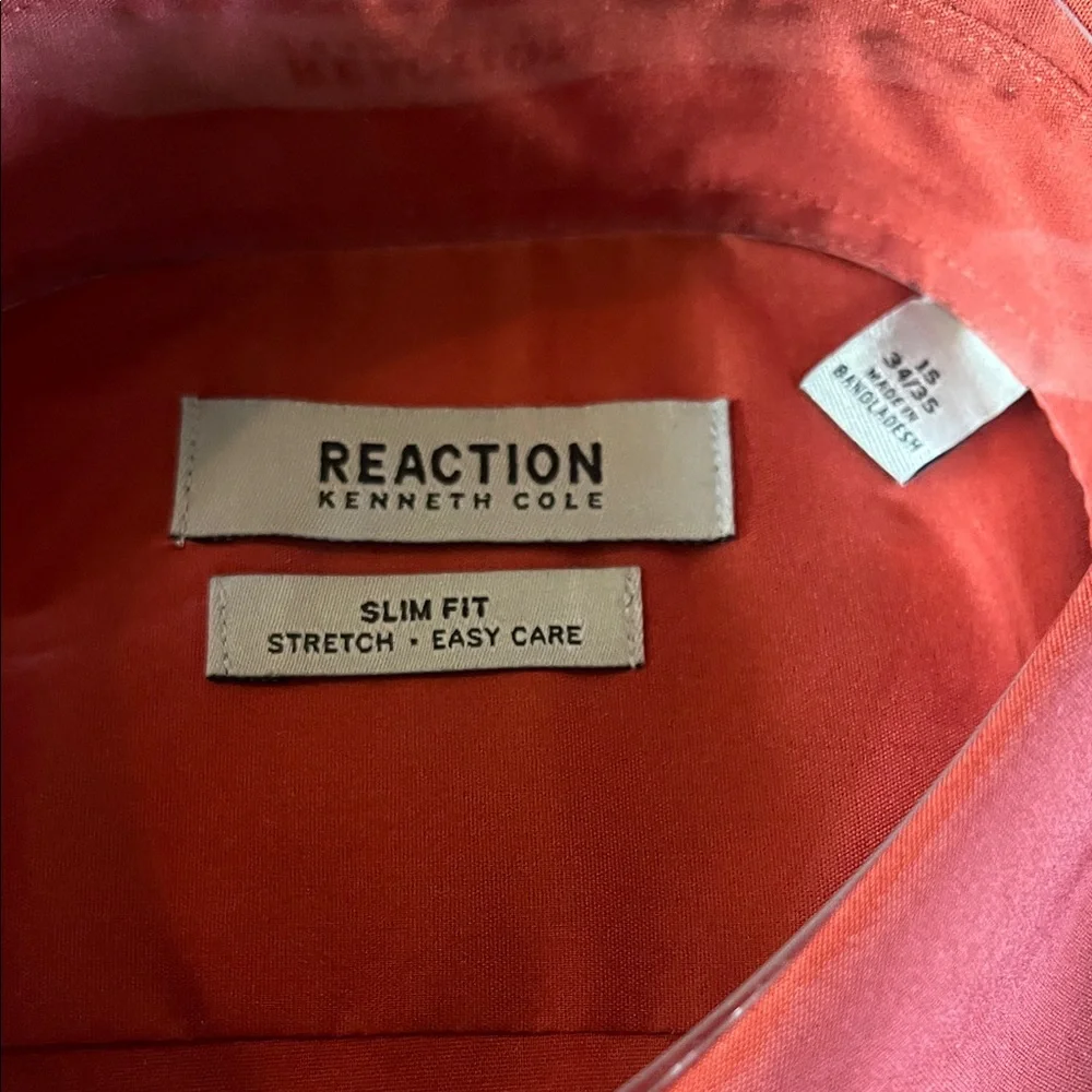 Kenneth Cole Reaction Men's Cherry Red Dress Shirt - Picture 2 of 4